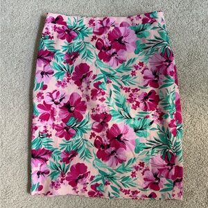 J. Crew Floral Pink and Green Linen Skirt